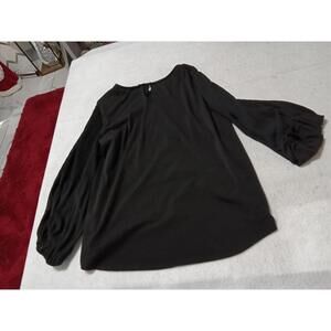 Adrianna Papell Black Long Sleeve Blouse Size Large